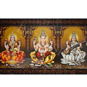 Puja N Pujari God Photo Frames Lakshmi, Ganesh, Saraswati Photo Frame for  Wall Hanging with Good Finishing Fiber Frame Design (20 Inch * 11 Inch) -  Sri Sai Pooja Samagri