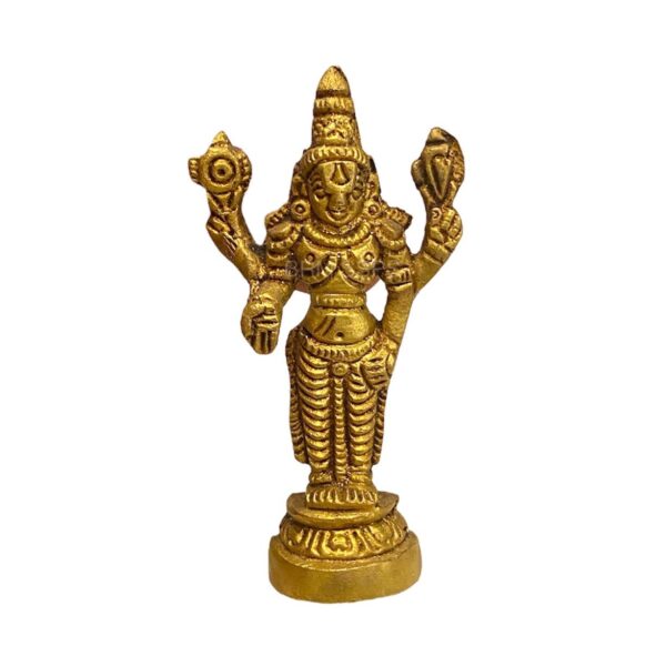 3-inch antique brass Balaji idol facing forward