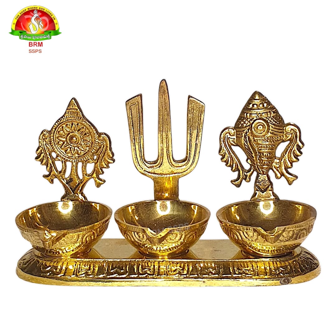 Brass Shankh Chakra Namah Diya